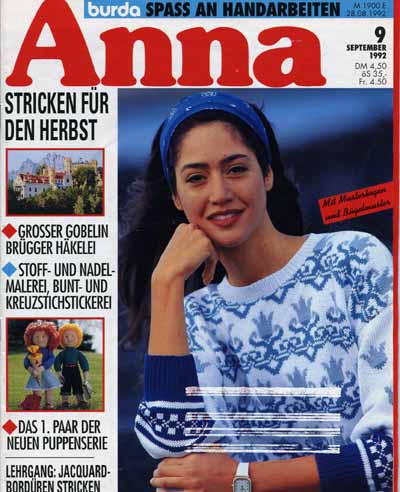 Anna 1992 September Lehrgang: Jacquard-Bordren stricken